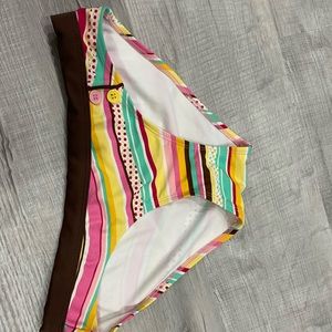 3 for $10 Pool party striped button accent hipster bikini faux brown belted S